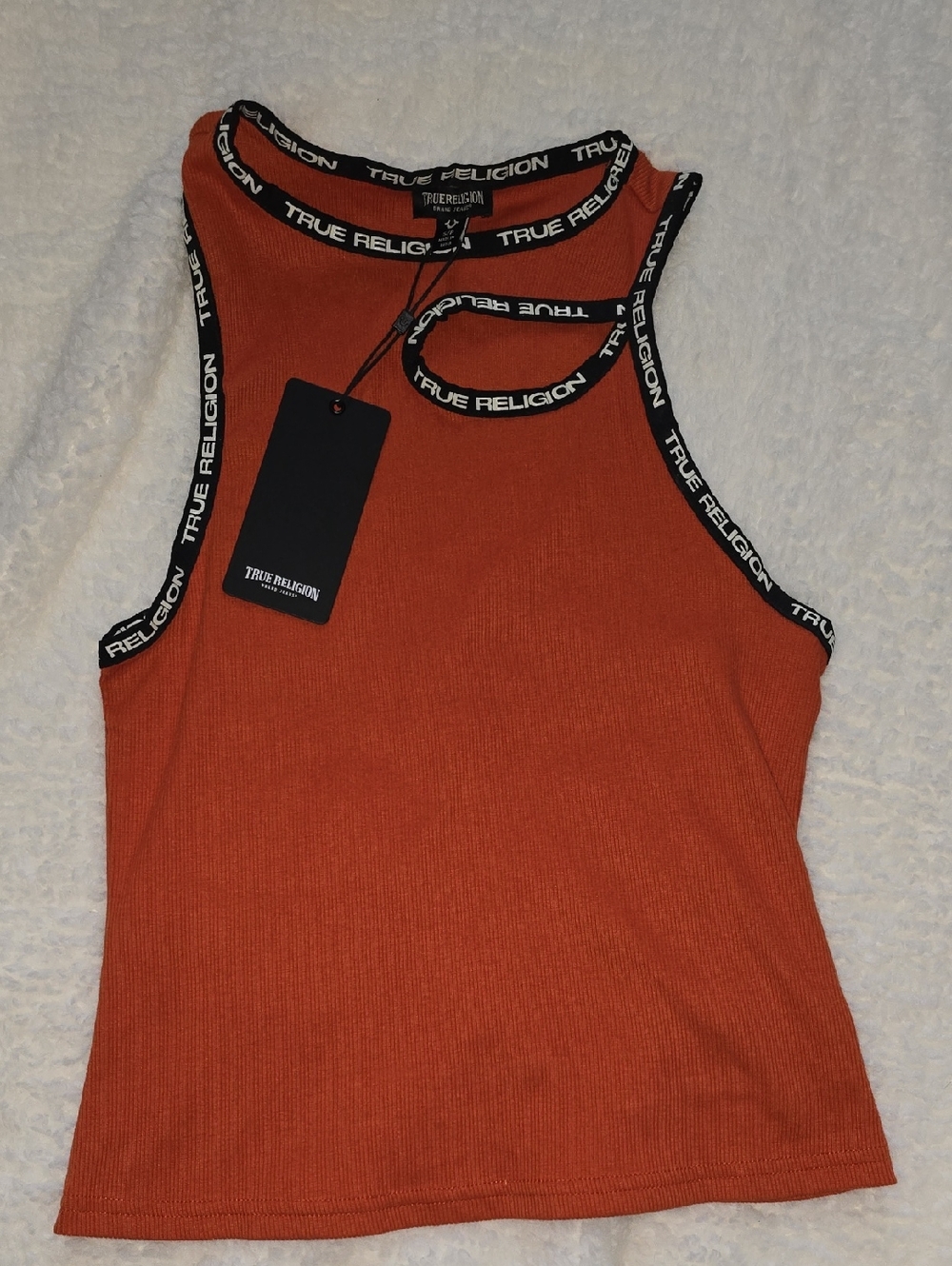 True Religion Rust Ribbed Tank with Branded Black Trim